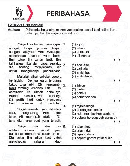 Latihan Efektif Bahasa Melayu Berserta Panduan Lisan Untuk Darjah 5