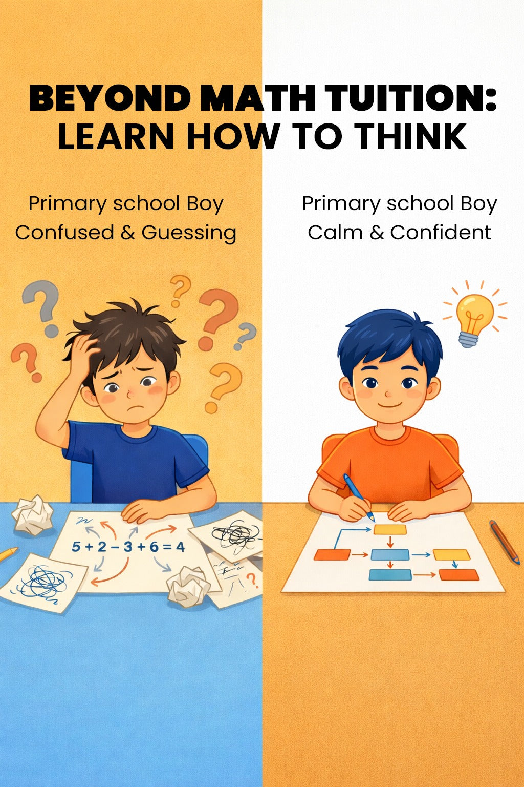 Problem Solving & Thinking - help children approach problem sums calmly and confidently.  Next class is on the 26th of April 2026; Tampines Centre from 3pm - 6pm.